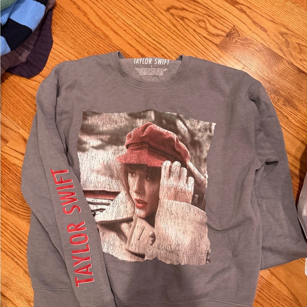 Taylor Swift Gray Sweatshirt with Red Accents